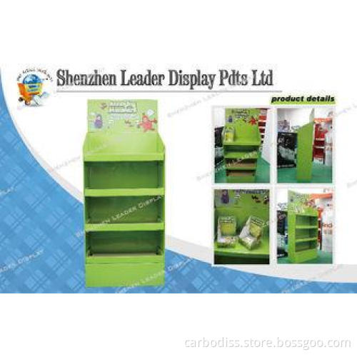 Green 4 Shelves Corrugated Cardboard Display Shelf For Toys